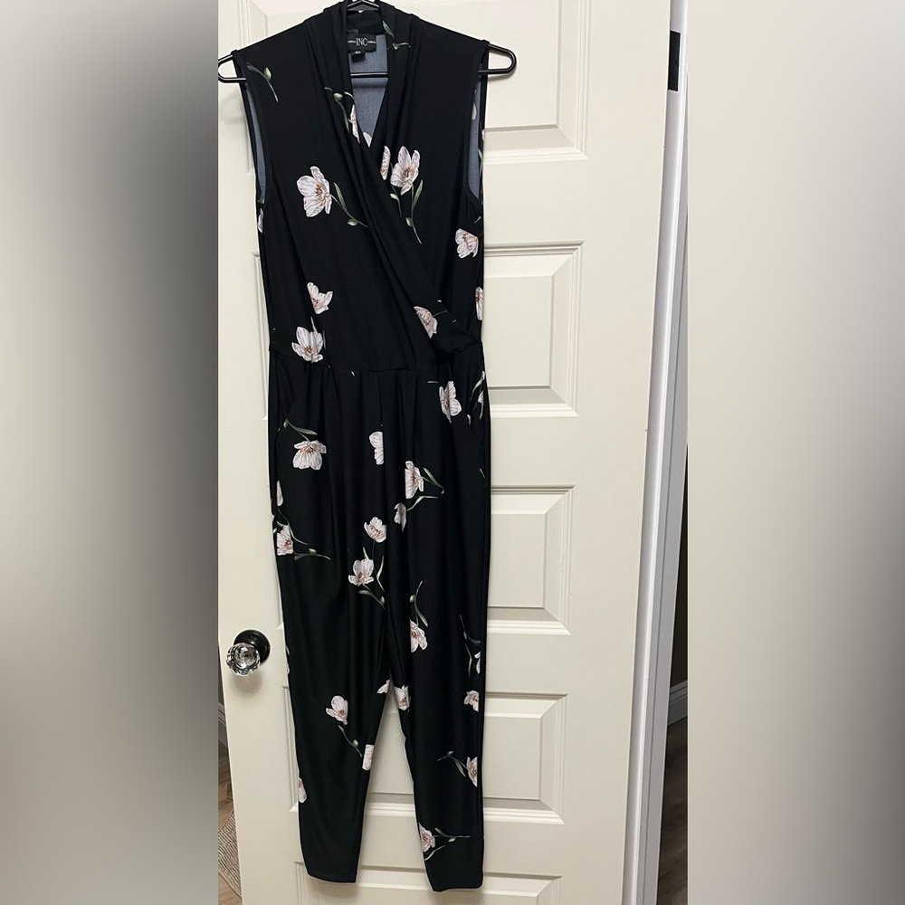 INC International Concepts Black and Floral jumpsuit